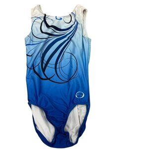 Ozone Adult Small AS Blue Swirls Gymnastics Leotard Leo
